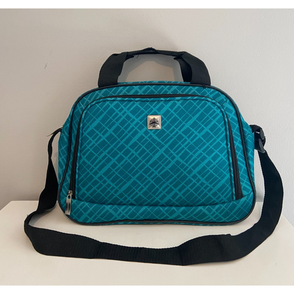 Teal Messenger Bag W/ Black Accents, 10"H x 14"W x 5"D